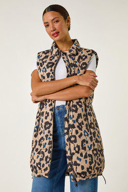 Roman Animal Print Hooded Gilet