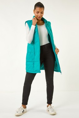 Roman Quilted Zip Detail Longline Gilet