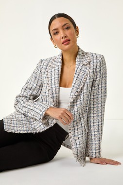 Roman Multi Frayed Edge Boucle Jacket