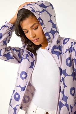 Roman Floral Print Shower Rain Jacket