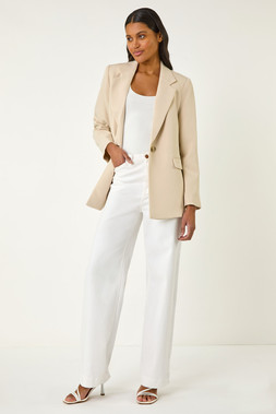 Roman Cream Buttoned Collar Revere Blazer