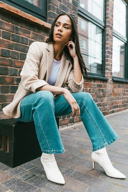 Roman Petite Stone Faux Suede Blazer
