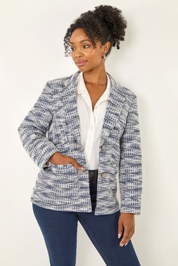 Roman Petite Navy Collared Boucle Jacket