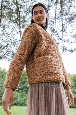 Roman Tan Faux Fur Borg Pocket Front Jacket