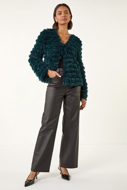 Roman Faux Fur Fluffy Layered Jacket