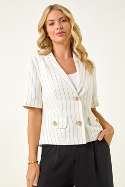 Roman Petite Linen Mix Buttoned Jacket