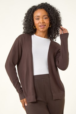 Roman Petite Chocolate Plain Stretch Cardigan