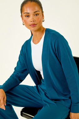 Roman Petite Teal Plain Stretch Cardigan