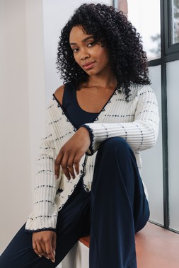 Roman Petite Ivory Contrast Stitch Cardigan