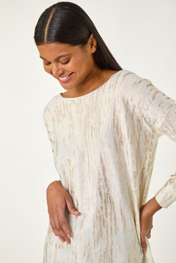 Roman Gold Foil Shimmer Tunic Knit Jumper