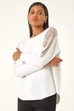 Ivory Embellished Knit Jumper