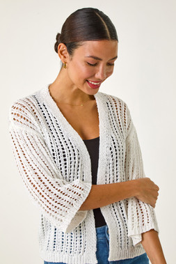 Roman Stitch Detail Knit Cardigan