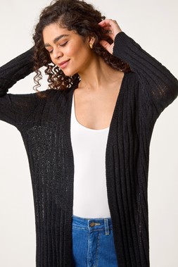 Roman Black Longline Lightweight Knit Cardigan