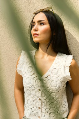 Roman Petite Crochet Frill Sleeve Top