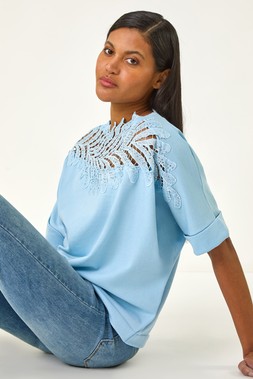 Roman Embellished Short Sleeve Knit Top