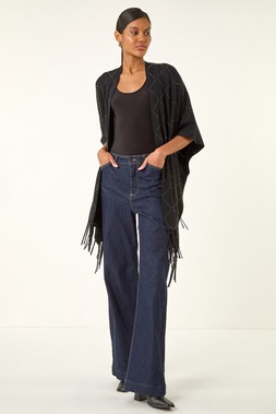 Roman Black Diamond Hotfix Knit Poncho