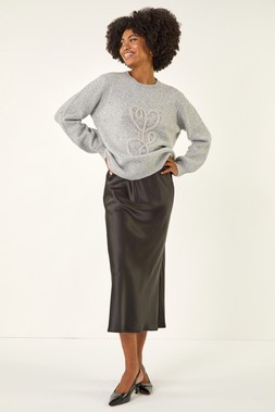 Roman Light Grey Embellished Heart Knit Jumper
