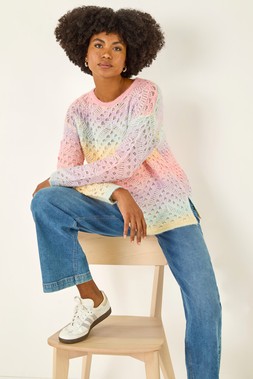 Multi Ombre Rainbow Knit Jumper
