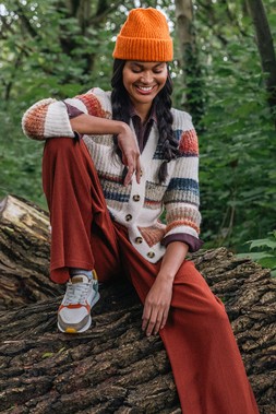 Roman Ivory Stripe Buttoned Knit Cardigan