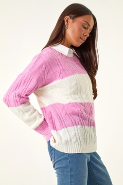 Roman Petite Pink Stripe Knitted Jumper