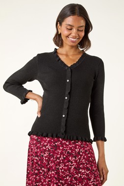 Roman V-Neck Ruffle Knit