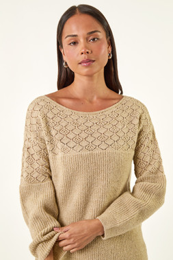 Roman Petite Stone Metallic Contrast Knit Jumper