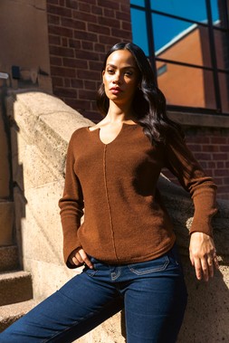 Roman Chocolate Dusk Waffle Knit Jumper