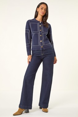 Roman Dusk Contrast Stitch Knitted Jacket
