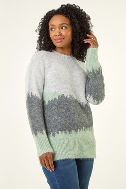 Roman Petite Grey Abstract Knit Jumper