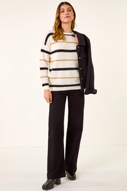 Roman Ivory Multi Stripe Knit Jumper