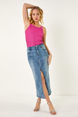 Roman Dusk Denim Panelled Denim Skirt