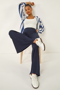 Roman Midnight Blue Wide Leg Stretch Trousers
