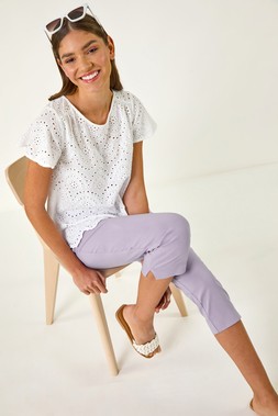 Roman Lavender Cropped Stretch Trousers