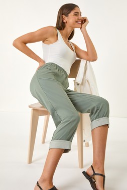 Roman Contrast Detail Cropped Stretch Trouser