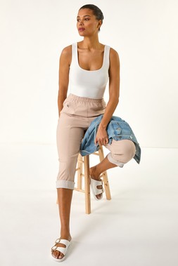 Roman Stone Contrast Detail Crop Trouser