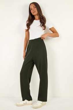 Roman Petite Khaki Straight Leg Ponte Stretch Trouser