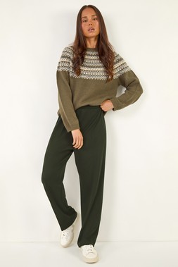 Roman Petite Khaki Straight Leg Ponte Stretch Trouser