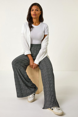Roman Black All Over Spot Wide Leg Trouser
