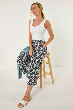 Roman Petite Geo Print Stretch Trouser