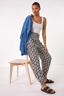 Roman Abstract Tie Pocket Trousers