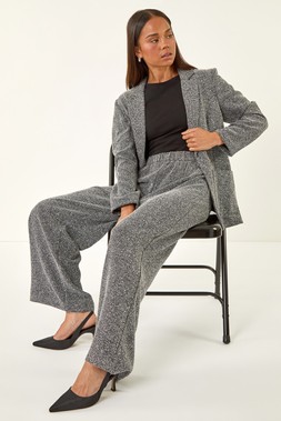 Roman Black Petite Herringbone Trouser