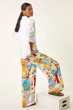 Roman Sunshine Print Wide Leg Trouser