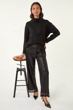 Roman Sequin Wide Leg Trousers