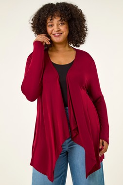 Roman Curve Burgundy Waterfall Front Cardigan