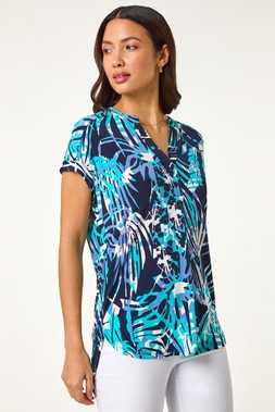 Roman Textured Abstract Print Top