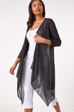 Roman Black Longline Waterfall Cardigan