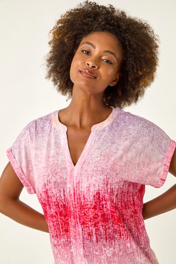Roman Pink Burnout Lace Shoulder Top