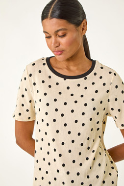 Roman Ivory Textured Spot Stretch Top