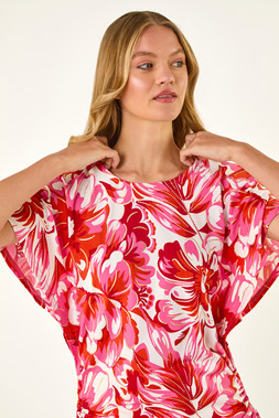 Roman Abstract Ruched Side Stretch Top