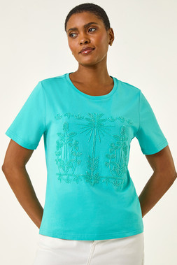 Roman Beaded Patterned Trim T-Shirt